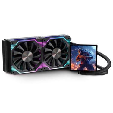Imagem de Water cooler round5 zephyro black argb 240mm amd/intel com display lcd