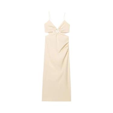 Imagem de Vestido Midi Feminino De Verão Sem Mangas E Decote Nas Costas, Sexy, L
