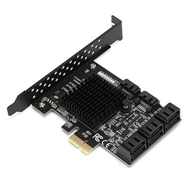 Imagem de Heayzoki Placa de expansão PCI-E de 8 portas para SATA 3.0, placa de expansão PCI Express, placa de expansão de controlador PCI-E para SATA3.0, para Windows 7/8/XP/10, com disco de driver, defletor semi-alto