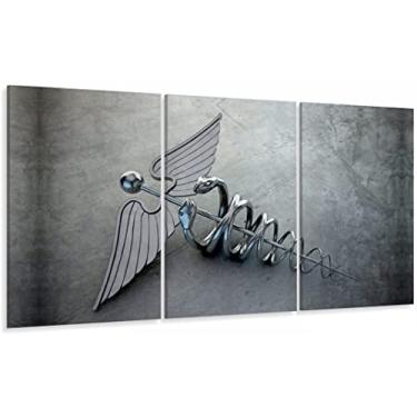 Imagem de Quadro Em Tecido Medicina Contabilidade Caduceu Cinza 120x60