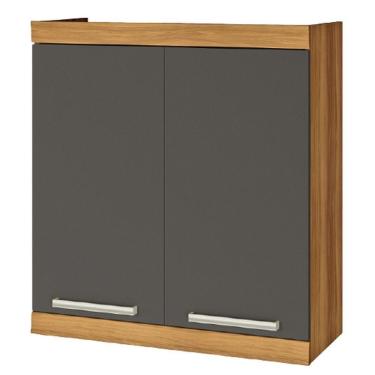 Imagem de Armário Aéreo 2 Portas Premium 80cm Nesher Freijó e Grafite