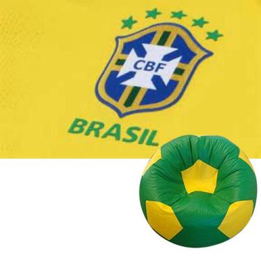 Imagem de Pufe Puff Grande Bola De Futebol Brasil Copa Do Mundo - Vazio/Sem Ench