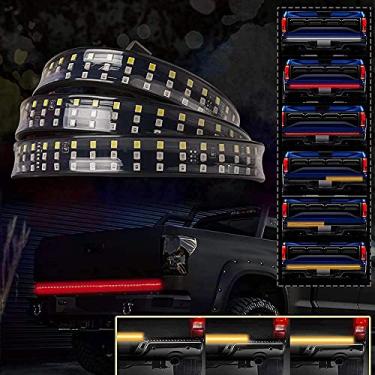 Imagem de MAXHAWK Barra de luz LED para porta traseira de caminhão fileira tripla 152 cm faixa de LED sequencial âmbar sequencial Storbe luz de freio vermelha reversa IP68 à prova d'água