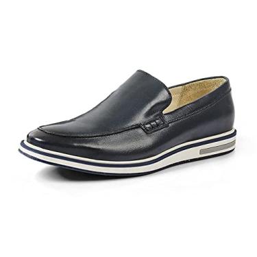 Imagem de Sapato Casual Masculino Loafer Couro Legítimo Stone Slim Reverso - 1131 - Blue Tamanho:39;Cor:Azul