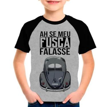 Imagem de Camiseta Raglan Fusca Fusquinha Carro Antigo Cinza Preto01 - Design Ca