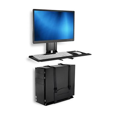 Imagem de Mount-It! Suporte de parede para monitor e teclado com suporte de CPU, bandeja de teclado VESA de altura ajustável, plataforma de 63 cm de largura com mouse pad (MI-7919)