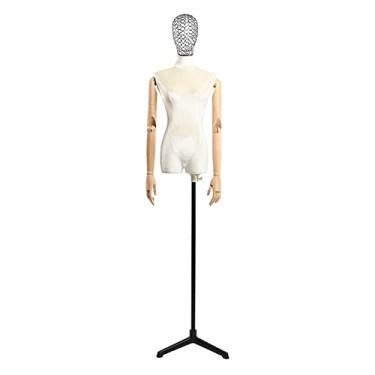 Imagem de Female Mannequin Torso Torso de manequim de busto feminino em forma de vestido, vestido de noiva modelo feminino, tripé de metal/cabeça de metal (Color : White-A)