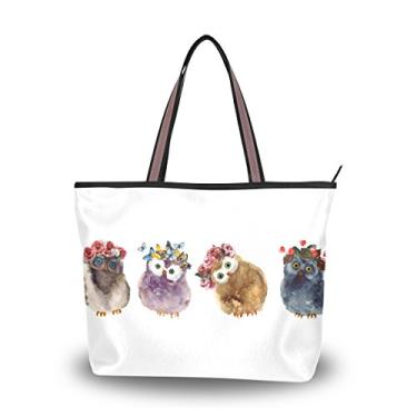 Imagem de Bolsa de ombro My Daily Women com lindas corujas e flores, Multi, Medium