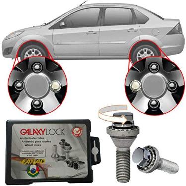 Imagem de Trava Antifurto Anti Roubo de Roda Parafuso Porca Farad Galaxylock Ford Fiesta Sedan 2001 à 2014 Com Mais de 10.000 Segredos HA/M