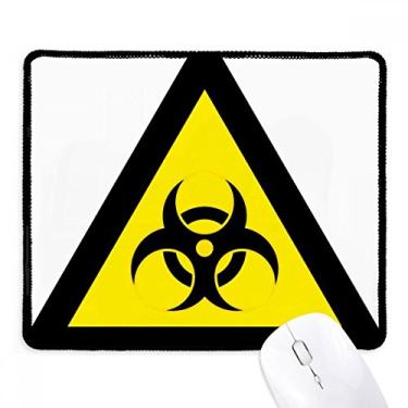 Imagem de Mousepad com símbolo de advertência, amarelo, preto, triângulo, borda costurada, tapete de borracha para jogos