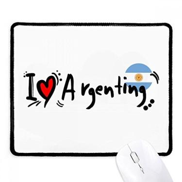 Imagem de I Love Argenting Word Flag Love Heart Illustration Mousepad Tapete de borracha para jogos