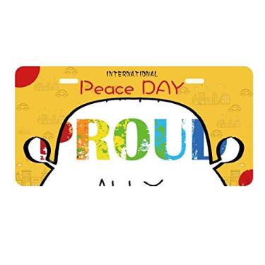 Imagem de DIYthinker LGBT Bandeira de arco-íris orgulhosa placa placa de carro decoração Dia da Paz