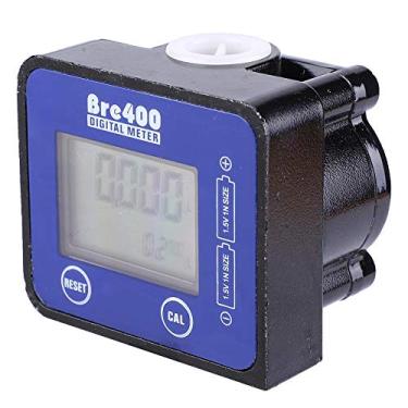 Imagem de Medidor de fluxo, liga de alumínio Display LCD digital de 1/2 polegada de alta precisão Combustível Diesel medidor de vazão Sensor de vazão de água, controlar e medir o baixo fluxo de gasolina, querosene, óleo do motor (azul)
