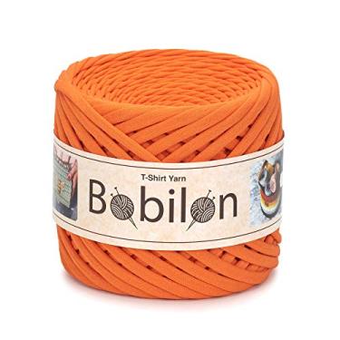 Imagem de Bobilon Fio de camiseta, fio Trapillo Zpagetti, fio de camiseta para animais de estimação, fio espaguete, cesta de tricô DIY materiais de saco de crochê 5-7 mm laranja