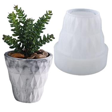 Imagem de Molde de silicone para vaso de flores de concreto em forma de barril, plantas suculentas, molde de argila, gesso, vela, suporte de caneta, molde de resina epóxi, gesso e argila de cimento