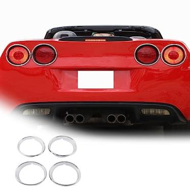Imagem de Capa de quadro de lâmpada de farol de neblina traseira de carro para Chevrolet Corvette C6 2005-2013 luzes refletores de para-choque traseiro, adesivos de luz HighBrake, capa de luz traseira externa automotiva (guarnição da tampa da lâmpada de luz traseira-prata)