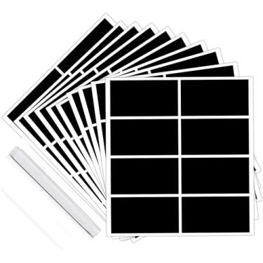 Imagem de Etiquetas reutilizáveis para quadro-negro, 80 frascos de forma retangular maçom com 3 etiquetas de latas de 4 x 4 cm com 1 marcador de giz