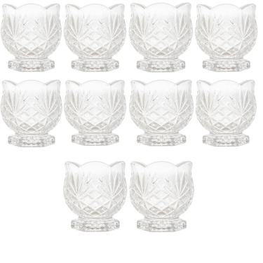 Imagem de Kit 10 Porta Talheres de Cristal Mesa Posta Para Colher De Cafe E Chá 8,5cm Dublin