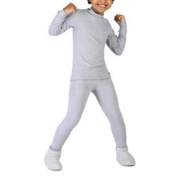 Imagem de Pijama Infanto Dedeka Melange Canelado Longo Cinza - 24561-Feminino