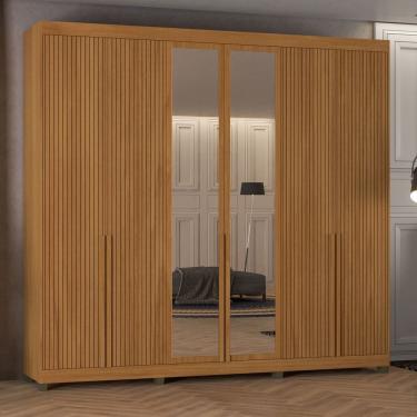 Imagem de Roupeiro Newton 6 Portas de Giro Puxador 100% Mdf Marrom