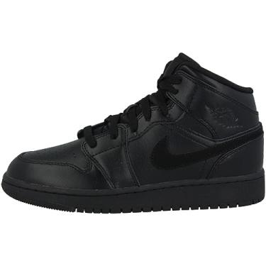 Imagem de Tênis Nike Air Jordan 1 masculino médio (gs) infantil grande 554725-090, Black/Black/Black, 7 Big Kid