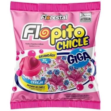 Imagem de Pirulito Flopito Chicle Giga Cereja Florestal 600G