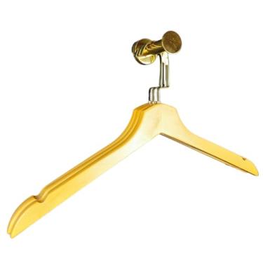 Imagem de 10 Cabide De Madeira Marfim Hk-11 Gancho Luxo Dourado