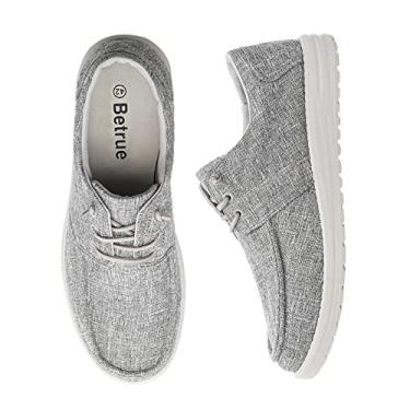 Imagem de Betrue Sapatos masculinos sem cadarço, sapatos masculinos clássicos de alpargata, mocassins casuais masculinos, Cinza claro 2010a1, 14