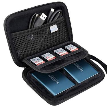 Imagem de Capa Samsung T5, Lacdo Estojo rígido de viagem 2 em 1 para Samsung T5 T3 SSD portátil 250/500GB 1/2TB USB 3.1 Tipo C Drives de estado sólido externo EVA Saco de armazenamento à prova de choque,Preto