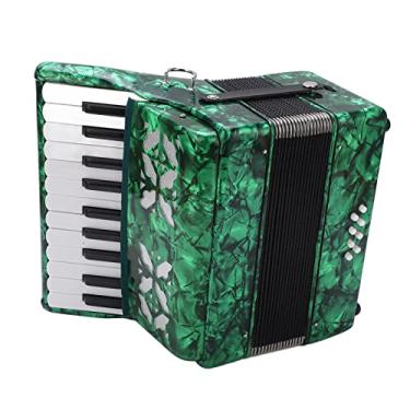 Imagem de KUIDAMOS Acordeão Profissional 22 Teclas 8 Baixos, Com Teclas Pretas e Brancas, Alças Ajustáveis, Verde