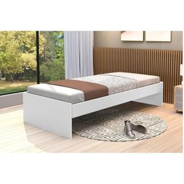 Imagem de Cama Turca Branca Padrão Para Colchão Solteiro De Madeira Reforçada