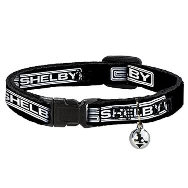 Imagem de Fivela CS Racing Preto Branco, Coleira Breakaway para gatos com sino, clipe de plástico, fácil de ajustar, 8,5 a 30,5 a 1,3 cm de largura