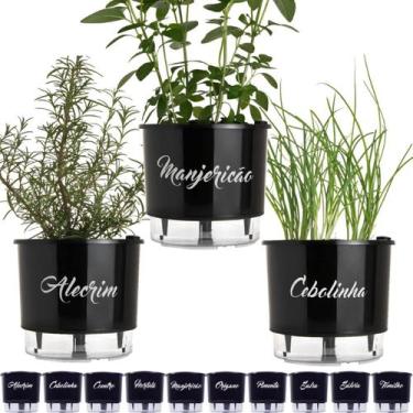 Imagem de Kit 3 Vaso Raiz Autoirrigável Temperos Gourmet N3 16x14 Auto Irrigável