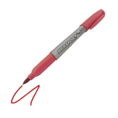 Imagem de Caneta Marcador Permanente Ponta Fina Vermelho Brasfort, 7853