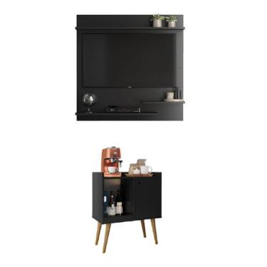 Imagem de Conjunto Sala de Estar Painel TV 32" e Aparador Retrô Pés Palito Linus