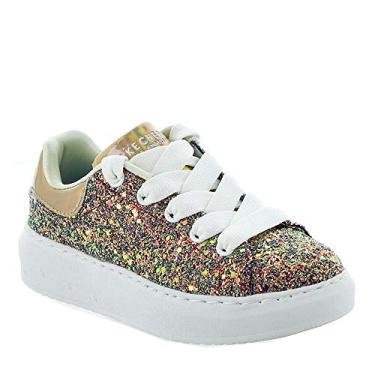 Imagem de Tênis infantil feminino Skechers High Street, Natural Sparkle, 12.5 Big Kid