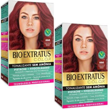 Imagem de Kit 2 Tonalizante Bio Extratus 666 Louro Escuro Vermelho Intenso Tecno