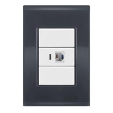 Imagem de Conj 1 Tomada Rede Rj45 - Tramontina Liz Grafite / Branco