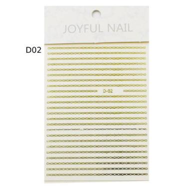 Imagem de Película unha metalizada dourada - linhas d02 joyful nail