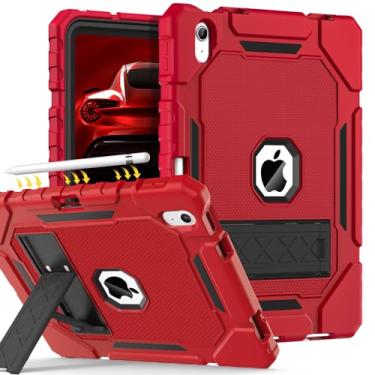 Imagem de Capa Grifobes para iPad A16 11ª geração 11 polegadas 2025 / iPad 10ª geração 10 polegadas 2022, capa resistente à prova de choque de grau militar com suporte de lápis para iPad 11/10 geração (vermelho