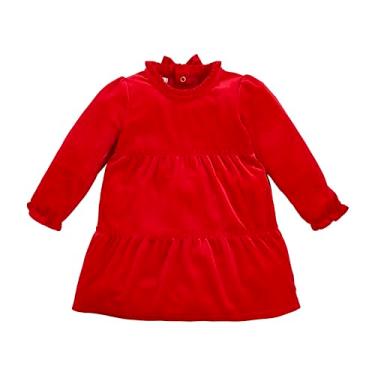 Imagem de Mud Pie Vestido infantil com laço de veludo vermelho para bebês meninas, Vermelho, Medium