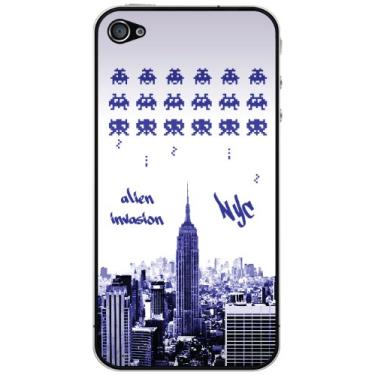 Imagem de Cellet Alien Invasion in NYC Skin para iPhone 4/4S - Roxo