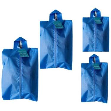 Imagem de 4 Bolsas Porta Sapato Viagem Nécessaire Tenis Calçado Roupa Mochila Az