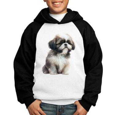 Imagem de Moletom Infantil Cachorro Shih Tzu Filhote - Foca na Moda, Branco, Pre