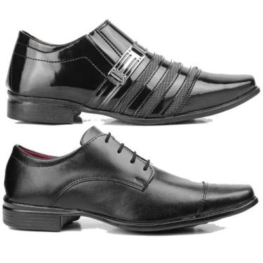 Imagem de kit 2 pares sapato social masculino preto 1009/1111 otimo presente - P