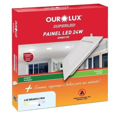 Imagem de Luminaria LED Embutir Quadrada 24 watts Bivolt 6500K Branco Frio OUROL