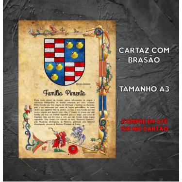 Imagem de Brasão da família Pimenta no Cartaz tamanho A3 - @meu.brasao