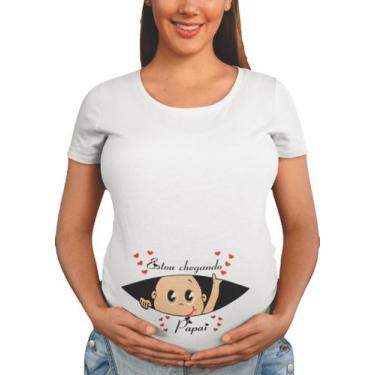 Imagem de T-Shirt Gestante Estou Chegando Papai Chá De Bebê Grávida Vermelho - D