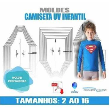 Imagem de Molde Camiseta Uv E Biquini Infantil, Modelagem&Diversos, Tamanhos 2 a