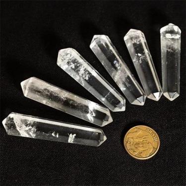 Imagem de 01 Bi Terminado Cristal Pedra Comum Lapidado 5cm Tipo B - CristaisdeCu